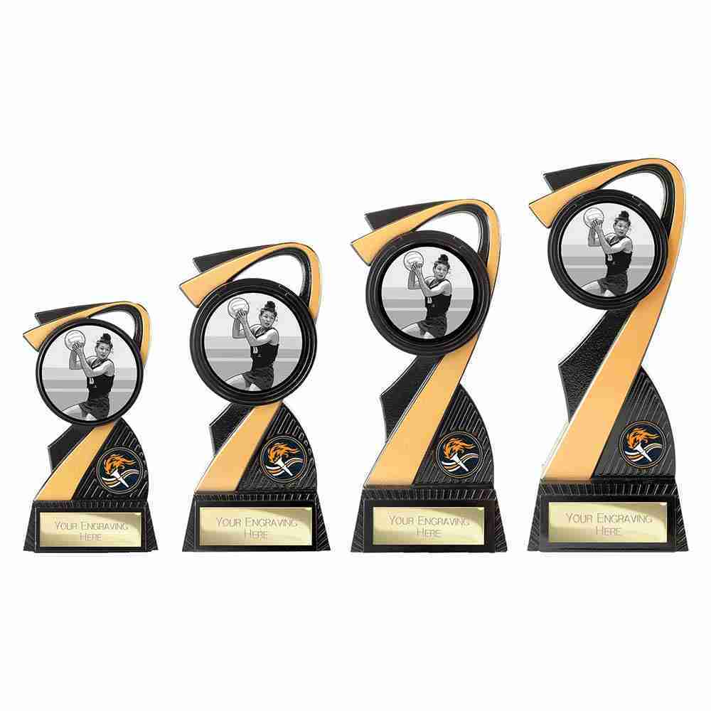Mania Tower Netball Award Carbon Black & Gold